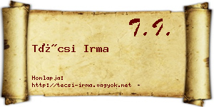 Técsi Irma névjegykártya